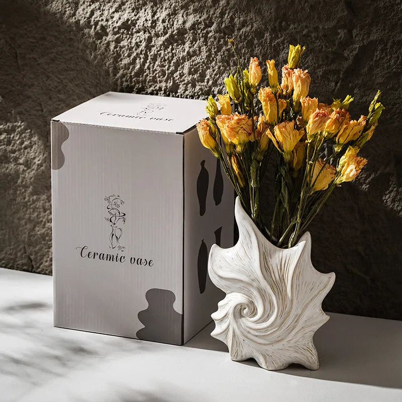 French Art Ceramic Vase with coloured glaze in a European retro creative style.