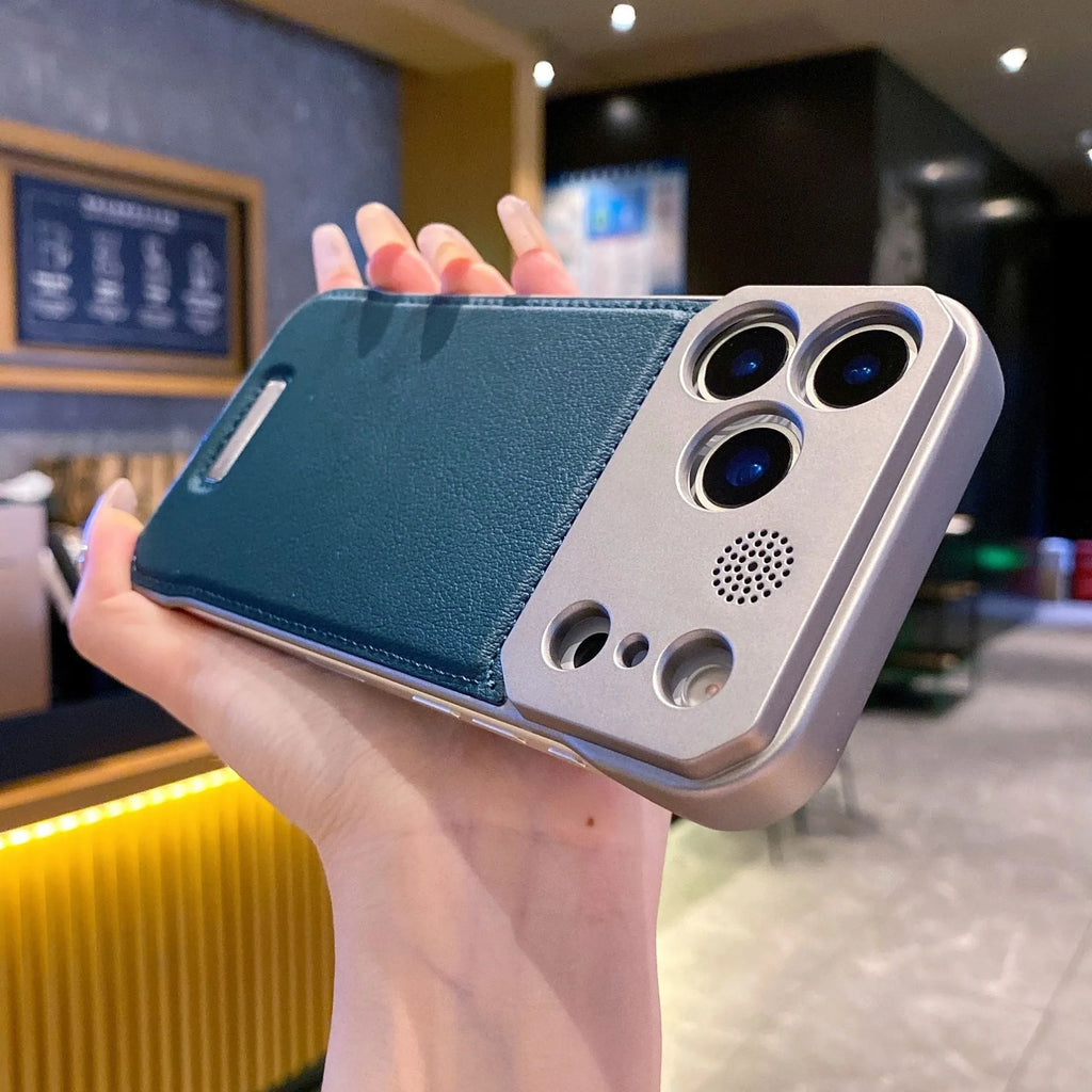 Imitation leather magnetic phone case for iPhone, half-pack design with frosted finish and aromatherapy feature
