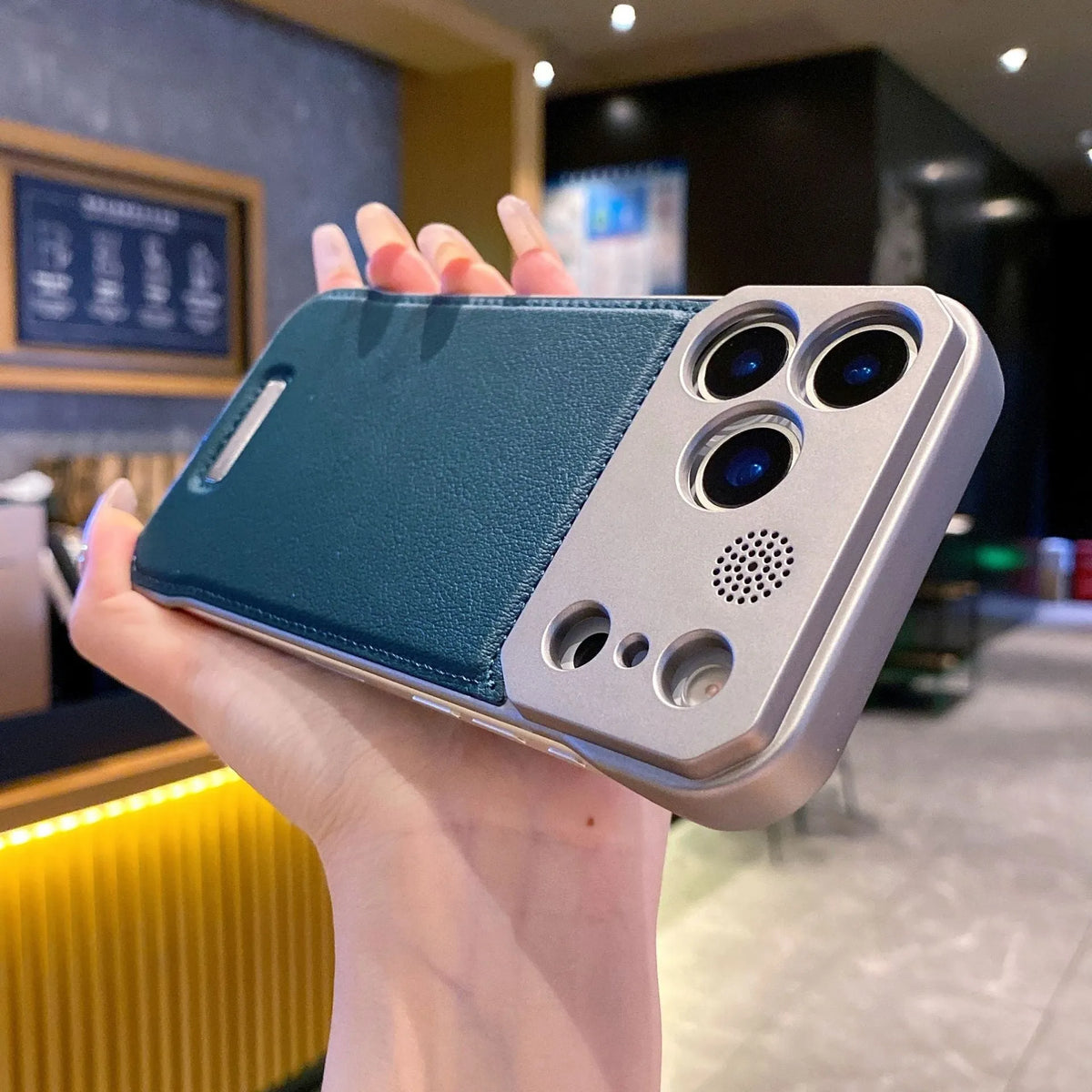 Imitation leather magnetic phone case for iPhone, half-pack design with frosted finish and aromatherapy feature