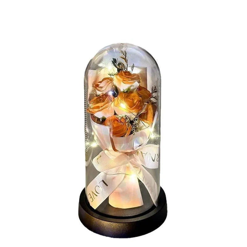 Bionic bouquet artificial flower arrangement in champagne colour with forming process detail