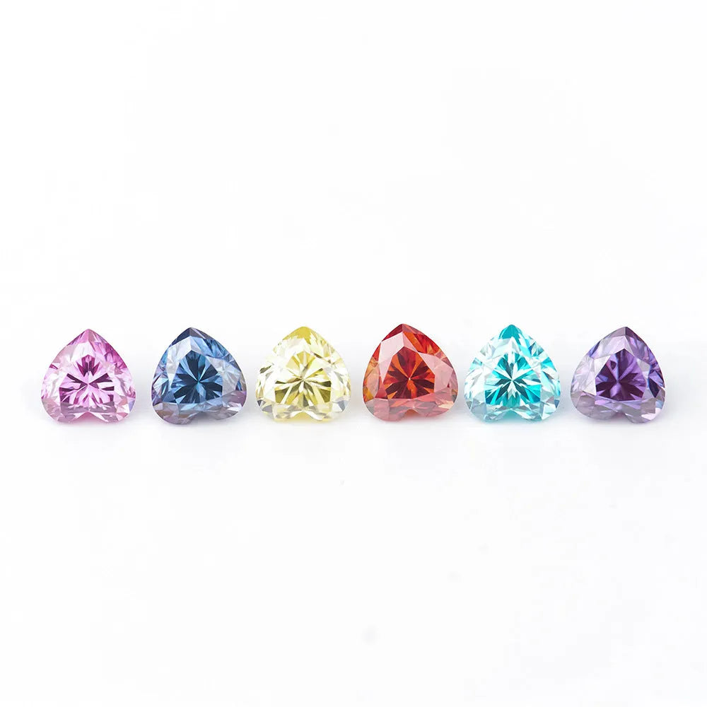 Lemon yellow heart-shaped moissanite stone jewellery component with size options