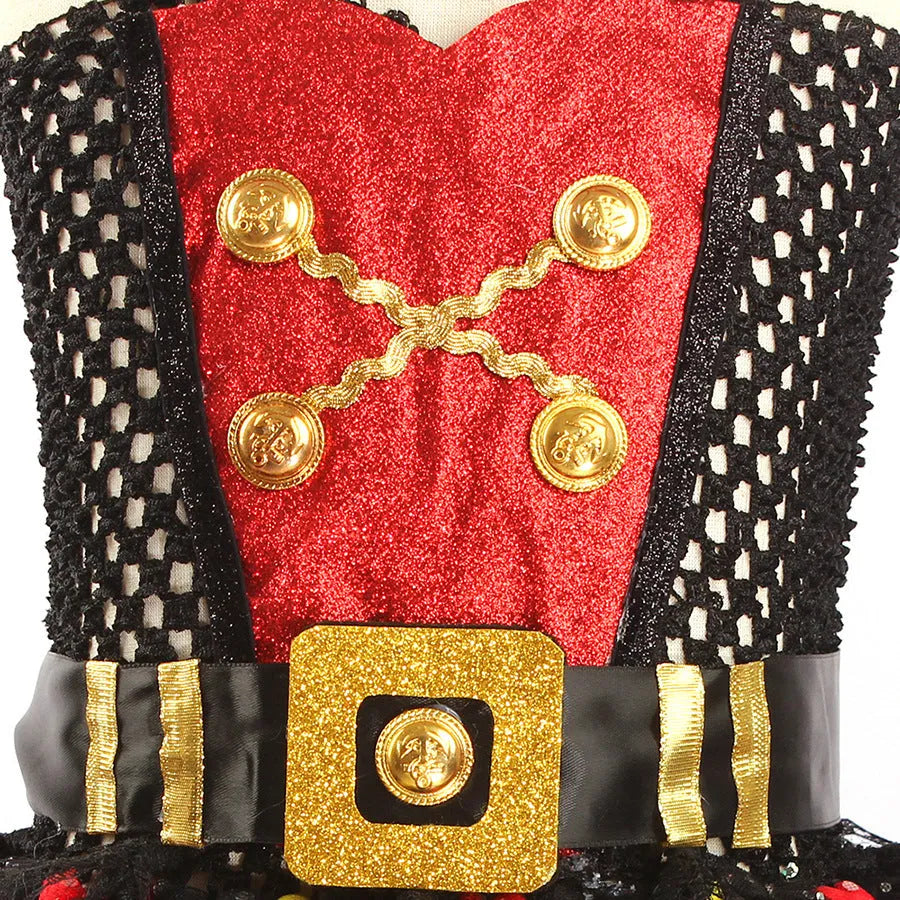 Girls pirate Halloween costume dress with sequin and lace decoration on sleeveless nylon dress