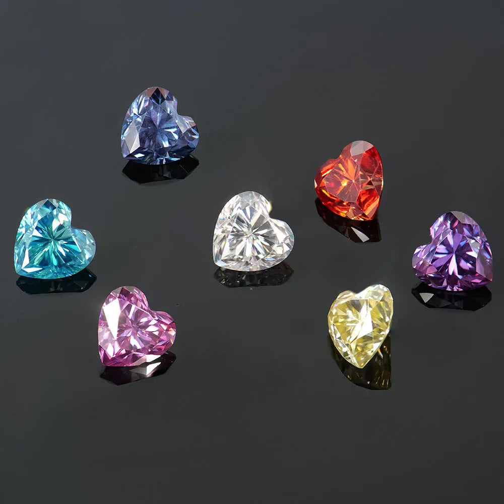 Lemon yellow heart-shaped moissanite stone jewellery component with size options