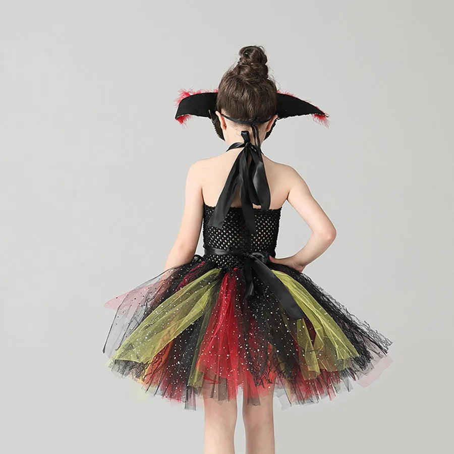 Girls pirate Halloween costume dress with sequin and lace decoration on sleeveless nylon dress