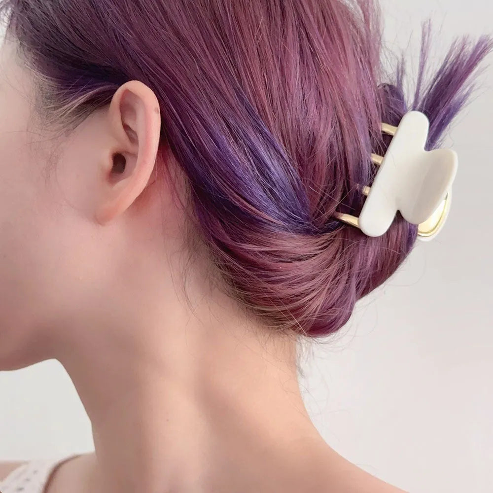Medium-sized dopamine retro acetate hair clip barrettes with metal grip in four colour variations