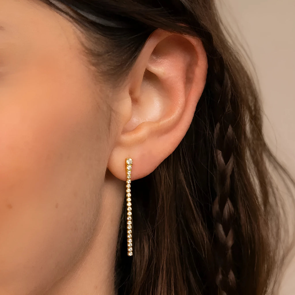 Geometric Chinese style zircon earrings in stainless steel with gold colour option