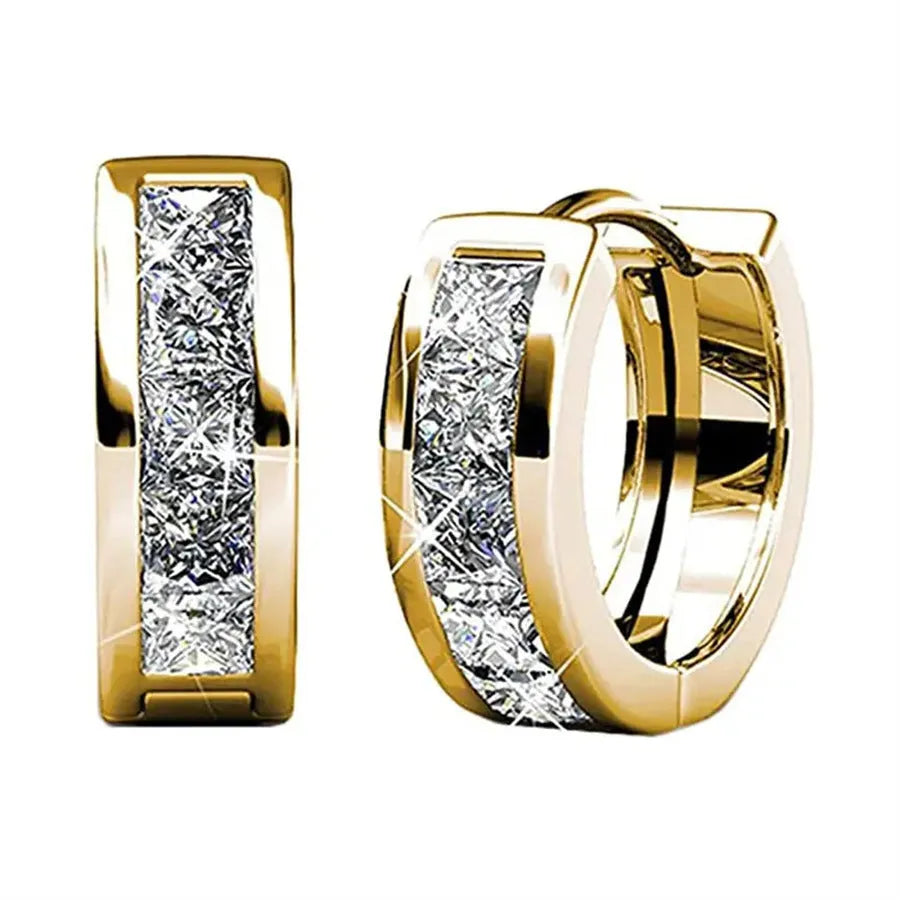 A pair of geometric quadrilateral fashion earrings for women in a gold colour finish.