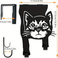 Black decorative cat-shaped iron wall hook with punch-free mounting