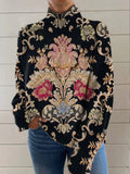 Black 3D pattern turtleneck sweater with loose fit and regular sleeves