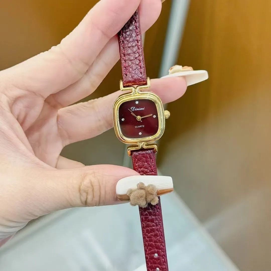 Ankela Red alloy women's watch with Chinese style design, showing 8mm thickness and various colour options.