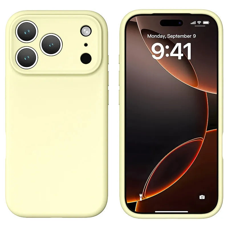 Liquid silicone phone case for iPhone 17 in antique white with shockproof and anti-fingerprint coating