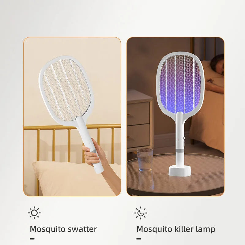 Rechargeable electric mosquito swatter with USB cable for indoor insect control