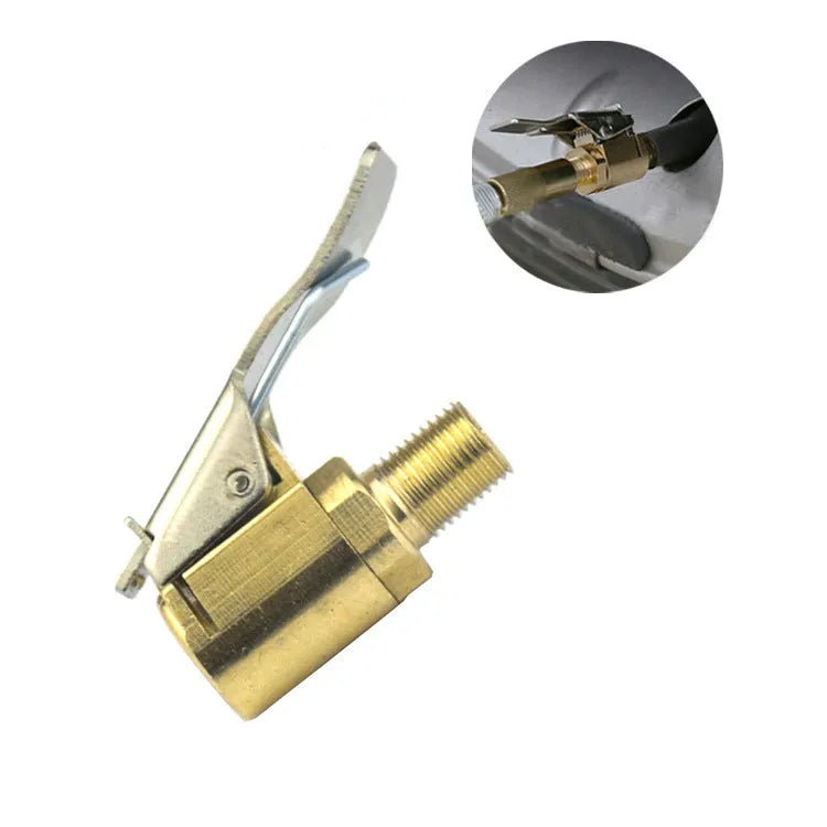 Copper tyre inflation clamp with 8V1 thread for car tyre valves