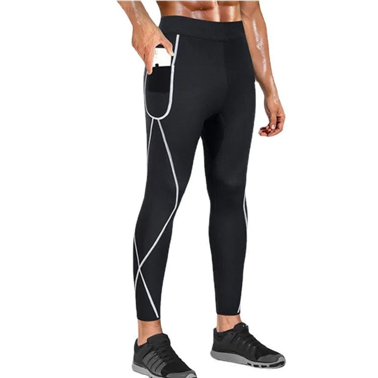 Men's neoprene stitching running suit in long sleeve and trousers set