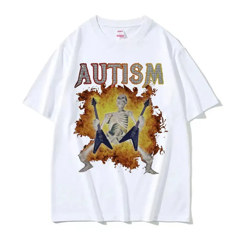Men's cotton printed short sleeve T-shirt pullover style in combed cotton and polyester blend, front view