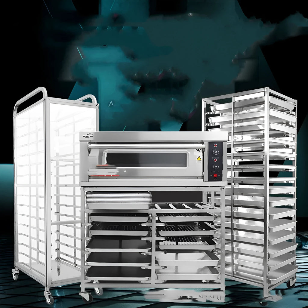 Stainless steel six-layer commercial baking tray rack with locking mechanism