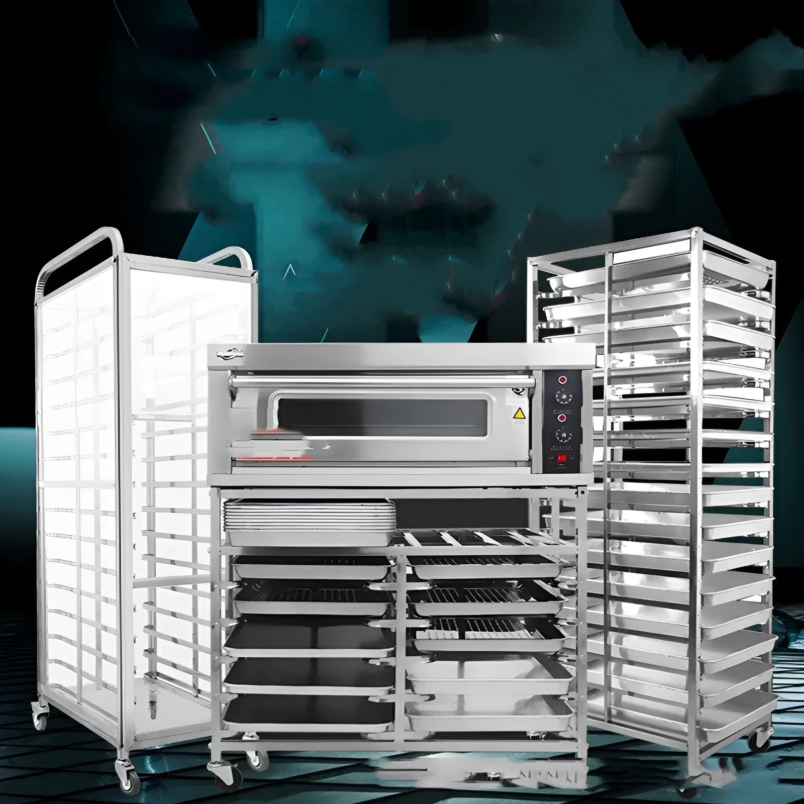 Stainless steel six-layer commercial baking tray rack with locking mechanism