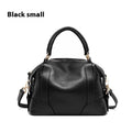 European top layer cowhide leather shoulder bag for ladies with tassel detail, zipper closure, soft handle, in black colour, medium size