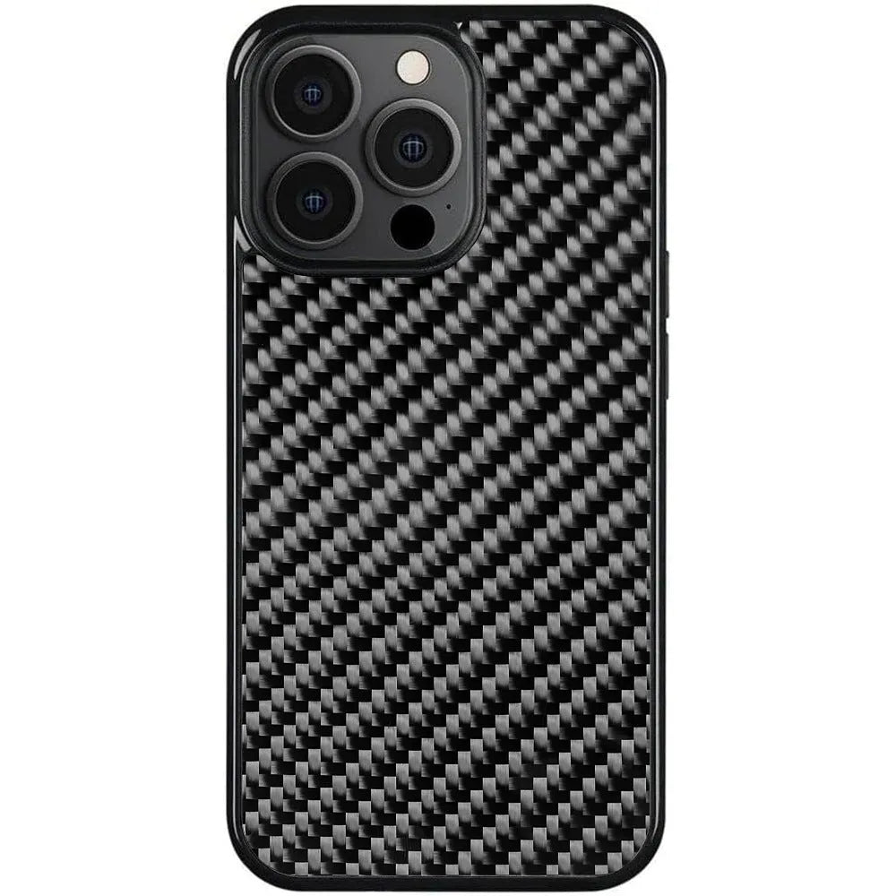 Carbon fibre 3K twill phone case in blue with TPU bumper for iPhone