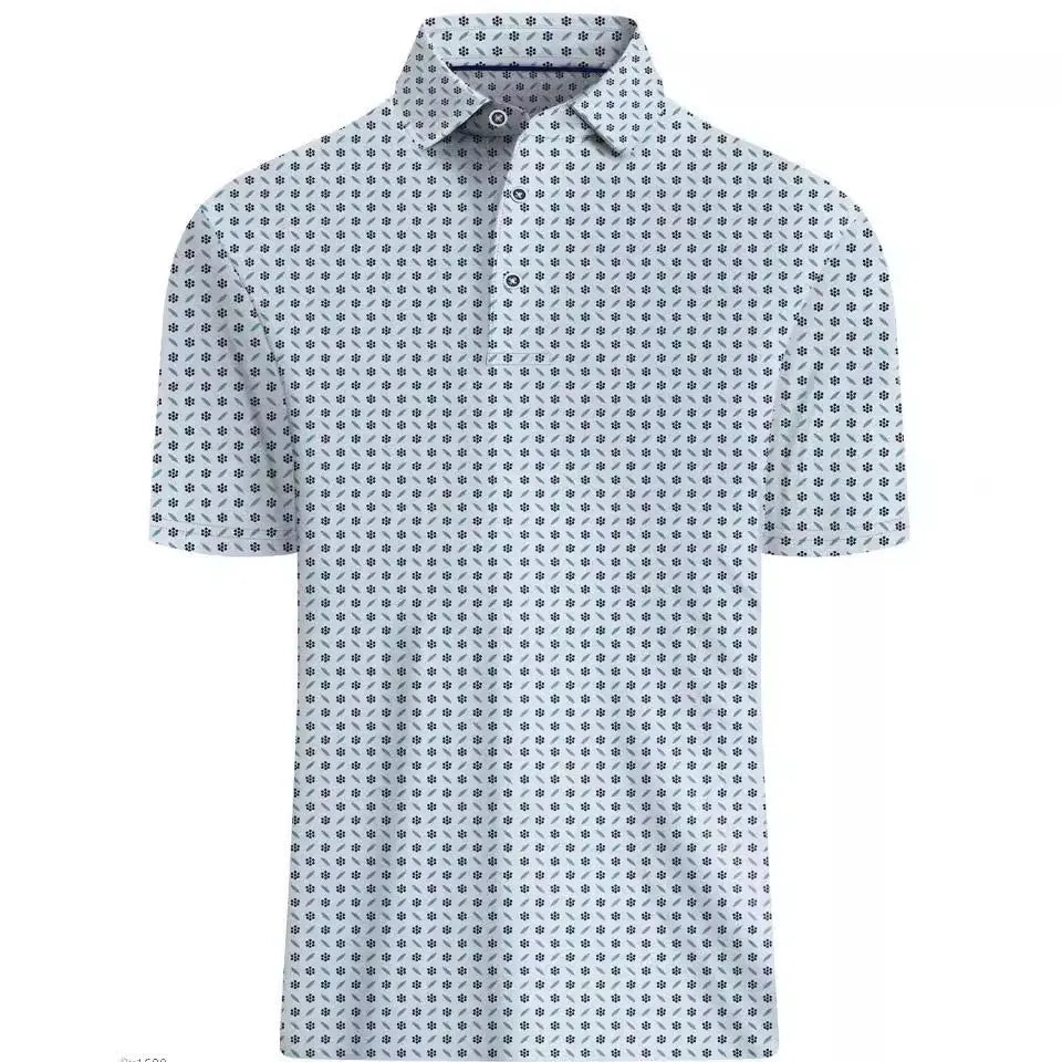 Men's 3D printed short sleeve top with zip decoration in Japanese retro style