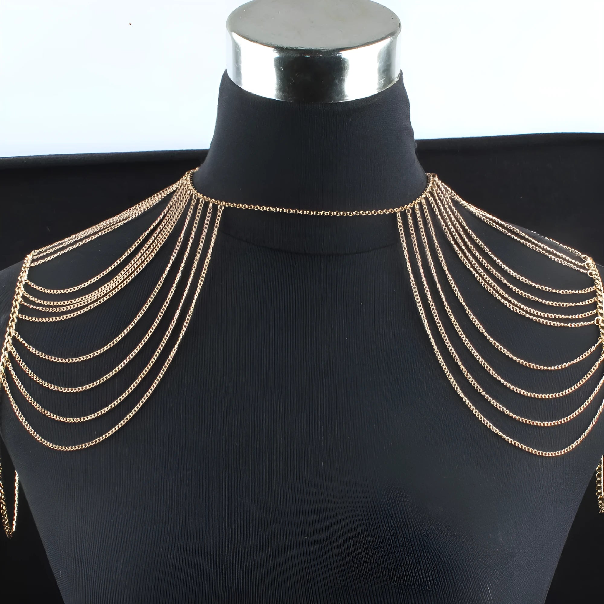 Fashion multi-layer body chain for women in gold and silver alloy shoulder chain jewellery