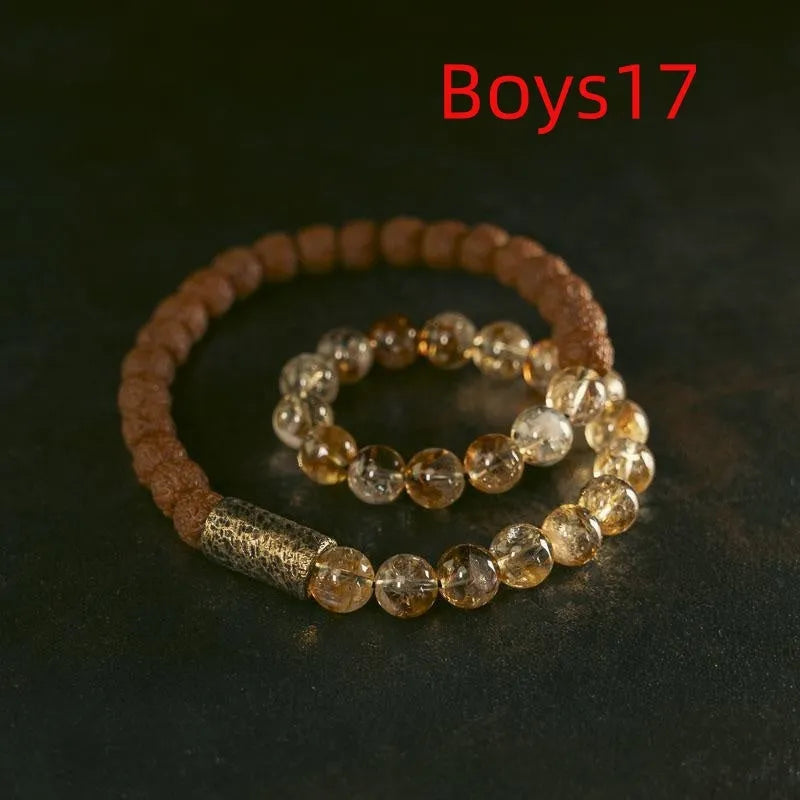 Personalised natural colour LCD double circle bracelet in citrine on a wrist.