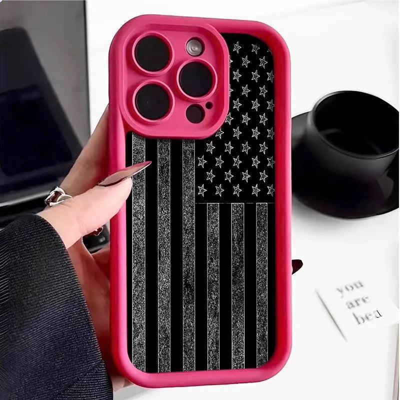 Drop-resistant all-inclusive TPU phone case for iPhone in antique white, cold brown, mustard green, wine red.