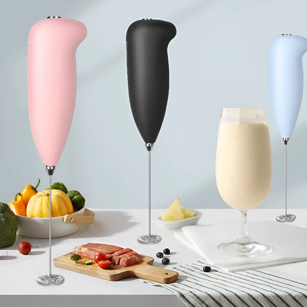 Mini electric milk frother, plastic handheld whisk, 5x3x21cm, for coffee and hot chocolate
