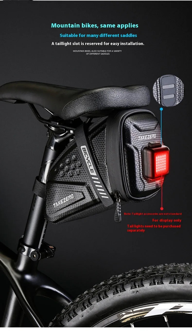 Black 1L bicycle saddle bag for mountain bike with fixture and fitting, tail bag for small tools