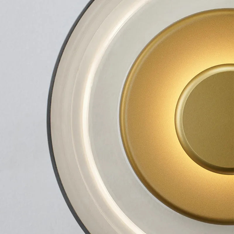 Scandinavian glass wall lamp with petal-shaped shade in gold and transparent glass, 230mm