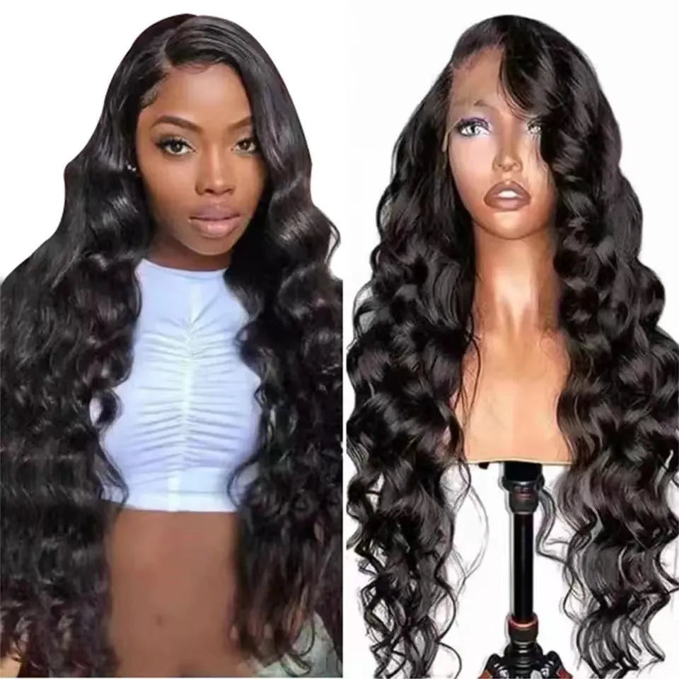 134 lace front wig long curly hair flat side bangs exotic style high temperature fibre