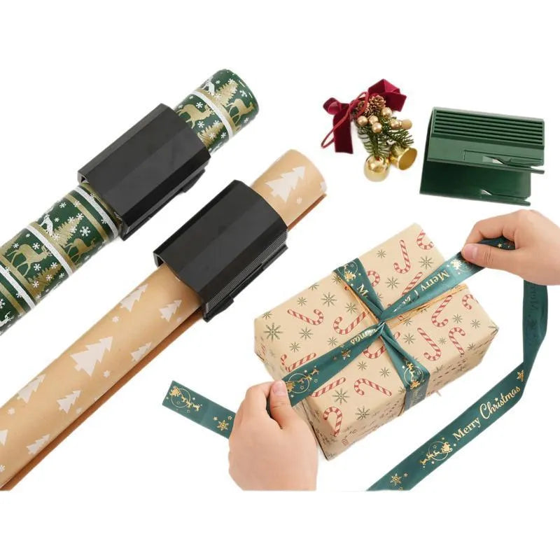 Plastic paper cutter for rolled scrolls in black, red, or green, sold as single or two pack.