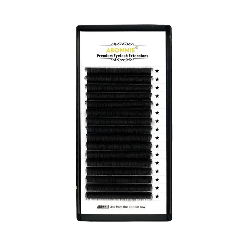 16-row dense false eyelashes made of mink hair in various lengths on a card.