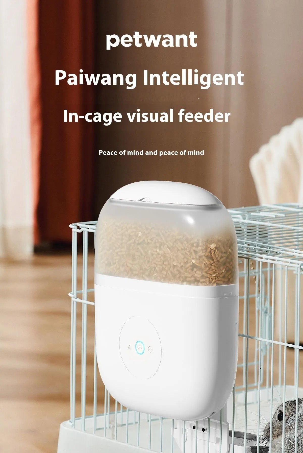 Automatic pet feeder with remote camera, food grade ABS and stainless steel, 240x88x306mm, for hamster rabbit Totoro