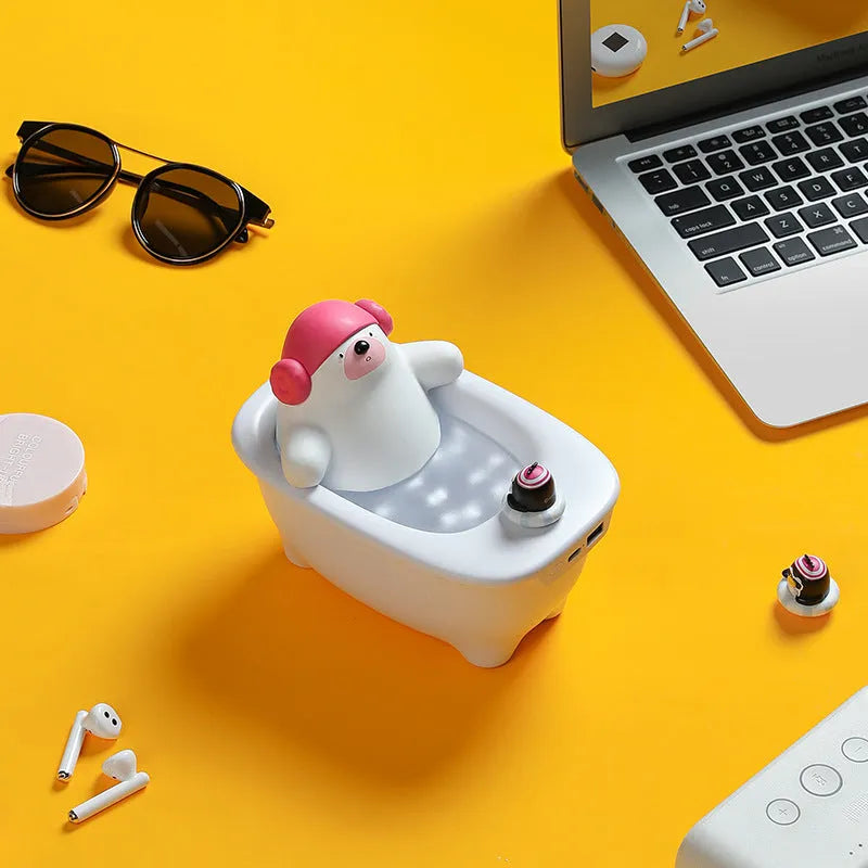 White USB desktop air humidifier with large water tank showing mist output.