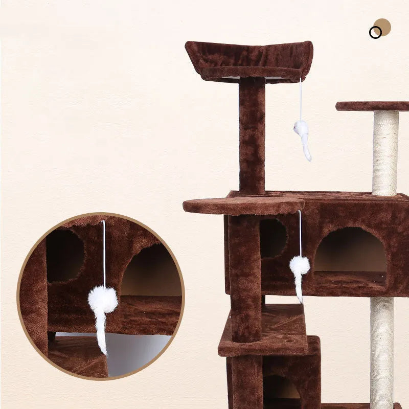 Luxury Villa cat climbing frame with sisal posts, density board platforms, and plush cloth, 50x50x137cm, colour CBQ013.