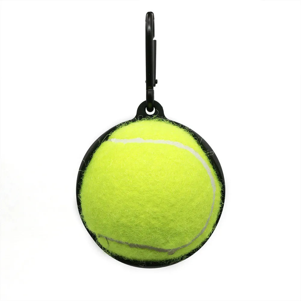 Portable tennis ball sheath for dogs, available in multiple colours, holds a standard tennis ball securely