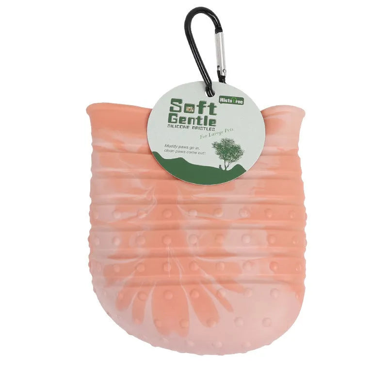 2 in 1 dog paw cleaner cup with silicone bristles for paw cleaning and grooming, portable pet foot washing brush