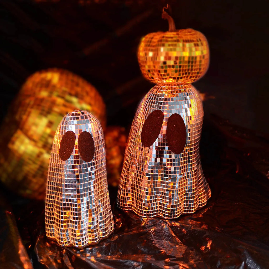 Silver mosaic mirror patch ghost Halloween desktop decoration in large and small sizes