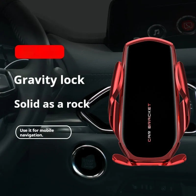 Car interior air outlet navigation support dashboard phone holder with wireless charging in black