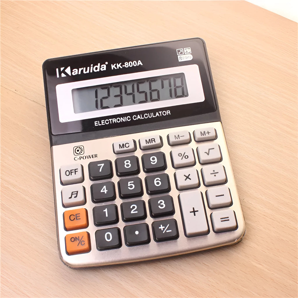 Aluminium office computer commercial desktop calculator, approximately 14.5 x 11 x 2.5cm, Calculator format