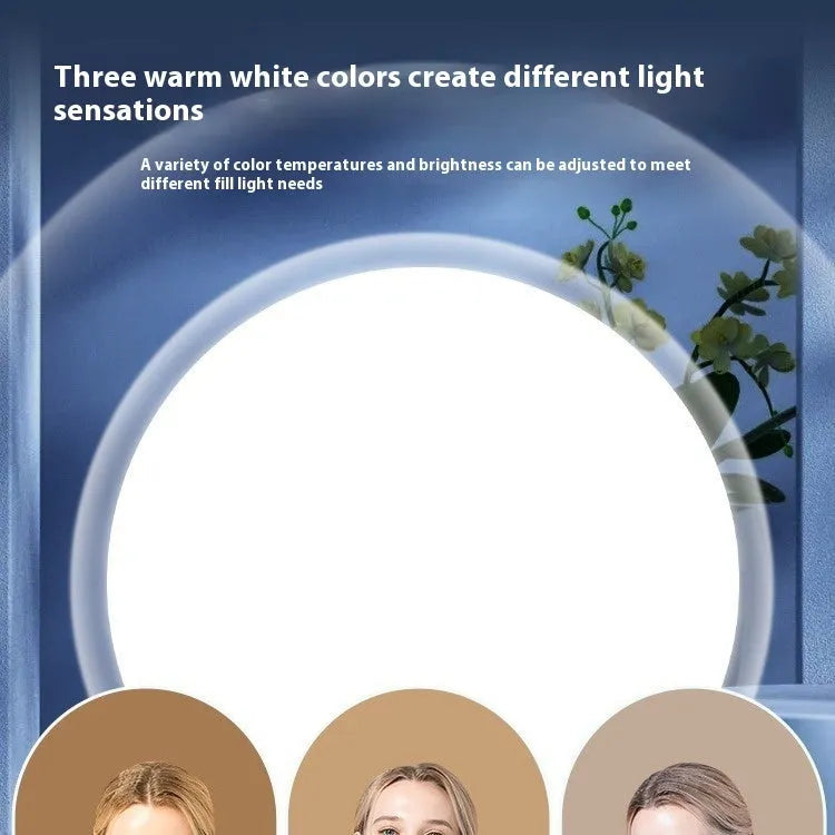 Desktop makeup fill light round full screen LED 16cm 5V three colour temperature with bracket