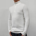 Men's American-style half-turtleneck zipper sweater in cotton blend fabric