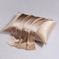 Zipper closure double-sided pillowcase in mulberry silk, showing Navy Blue colour and neat stitching.