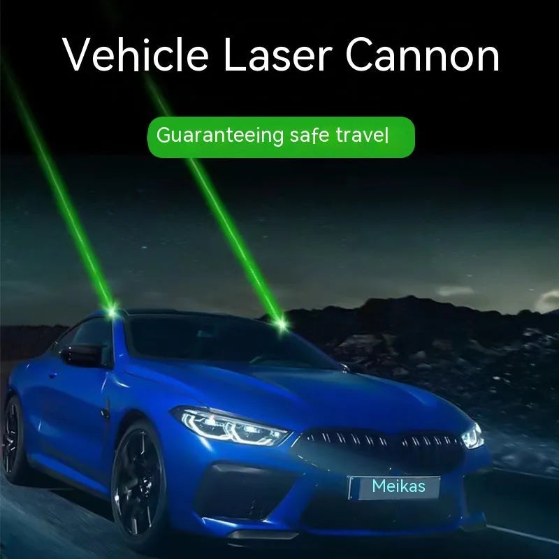 Black and white vehicle-mounted laser units with remote controls for external vehicle lighting