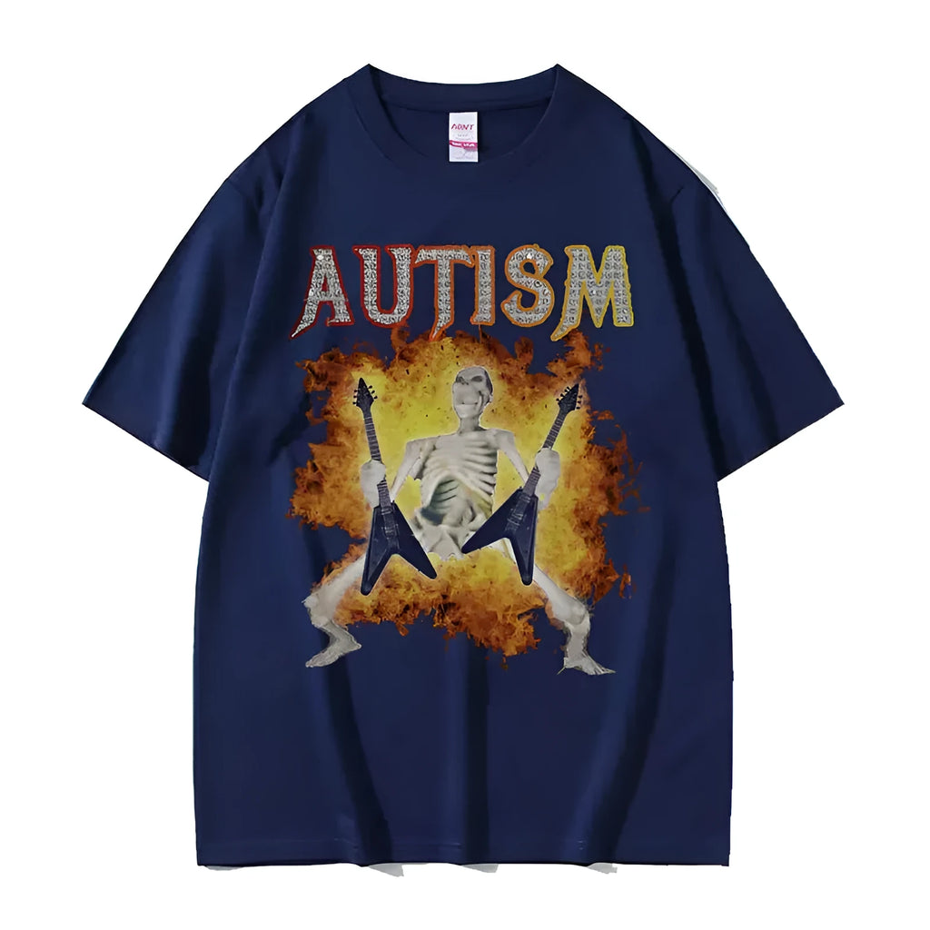 Men's cotton printed short sleeve T-shirt pullover style in combed cotton and polyester blend, front view