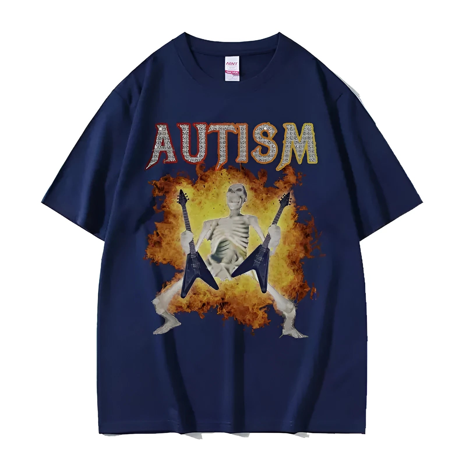 Men's cotton printed short sleeve T-shirt pullover style in combed cotton and polyester blend, front view