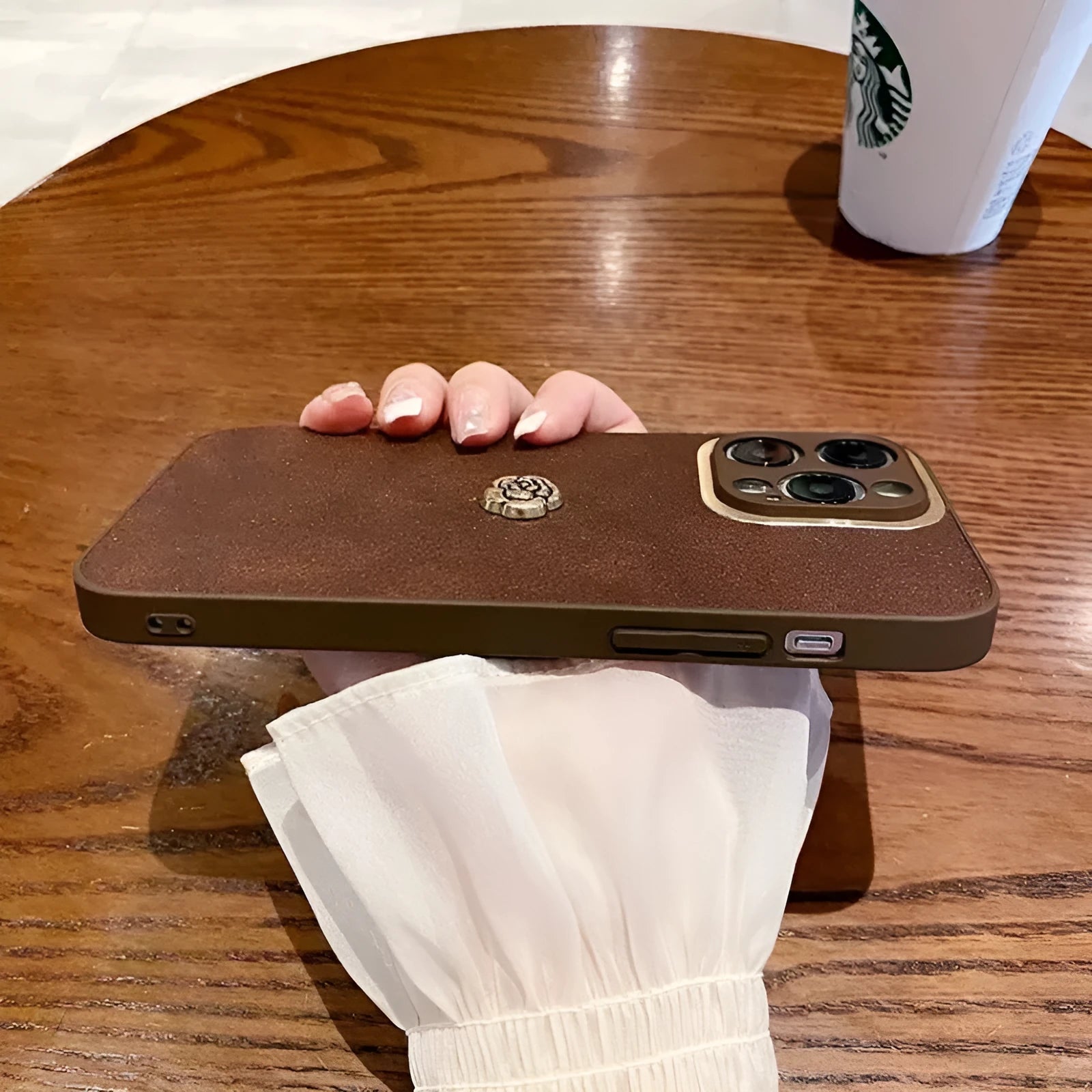 Brown frosted PC silicone all-inclusive phone case for iPhone with anti-fingerprint finish