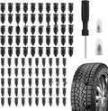 Rubber tyre repair screws, small 5.3x11.7mm and large 6.8x12.7mm, with black screwdriver, 50 large and 50 small.