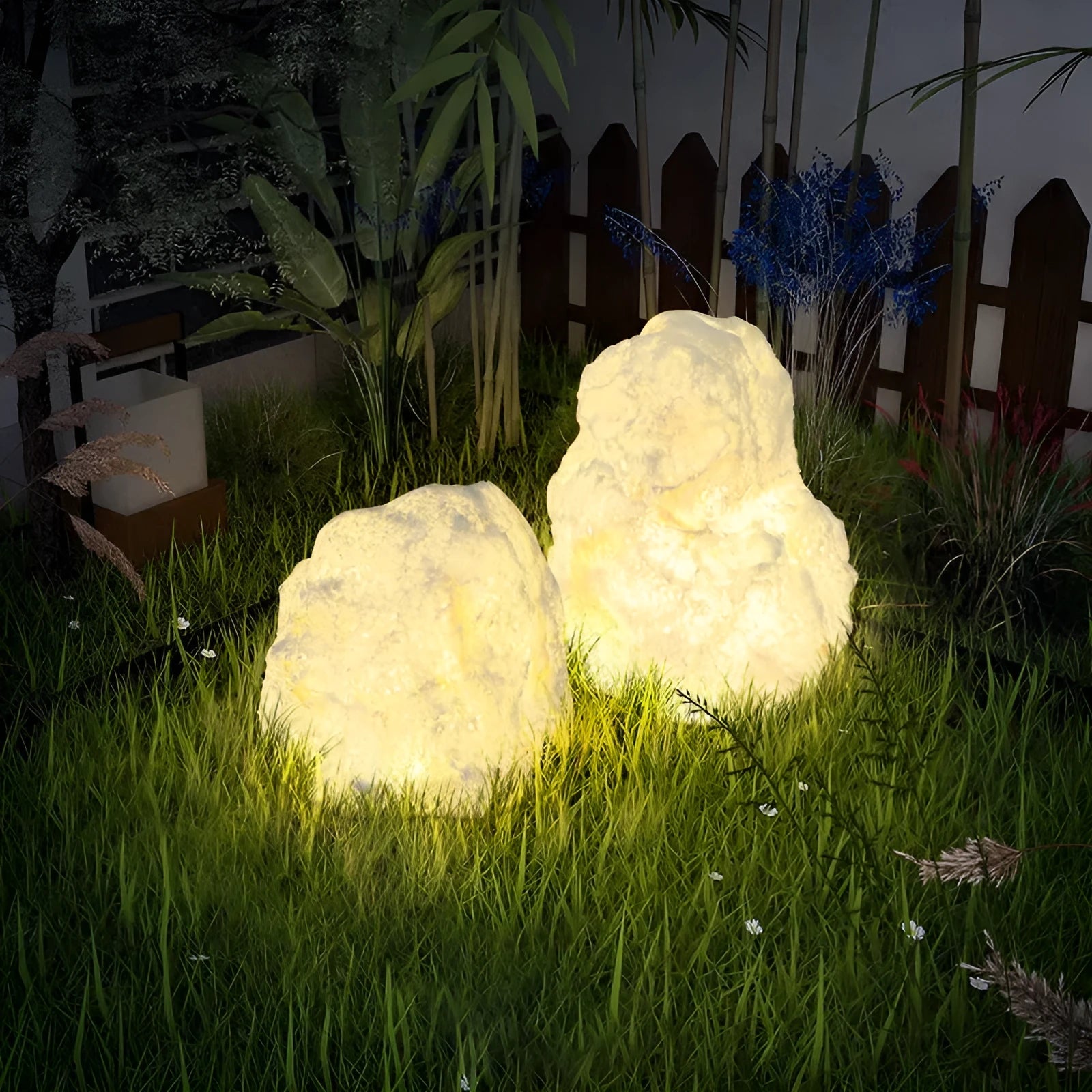 Outdoor stone resin floor lamp with warm light, IP65 waterproof, Model A 30x40cm